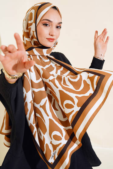 Dijital Medine Şal Camel - Başörtüsü