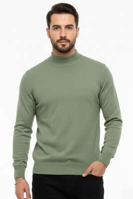 Dik Yaka Basic Triko Erkek Kazak Haki - WİPEOUT