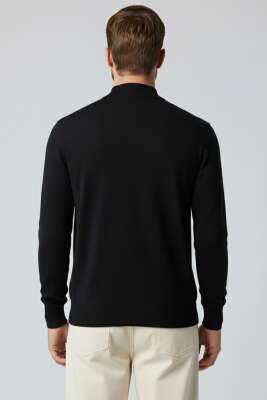 Dik Yaka Basic Triko Erkek Kazak Siyah - Erkek Kazak