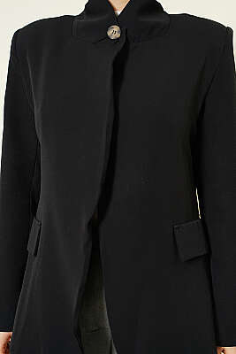 Dik Yaka Düğmeli Blazer Ceket Siyah - 700-1000 TL Ürünler