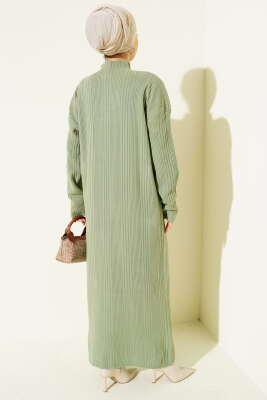 Dik Yaka Fitilli Triko Elbise Su Yeşili - Elbise