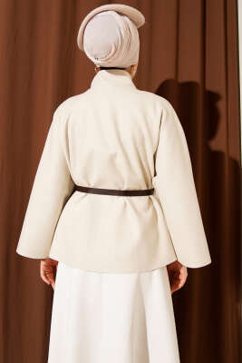 Dik Yaka Gold Düğmeli Kaşe Panço Taş - Panço