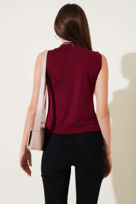 Dik Yaka Kolsuz Body Bordo - Kadın Giyim Modelleri