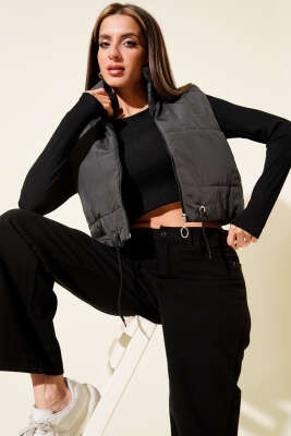 Dik Yaka Kolsuz Şişme Mont Füme - FİXAY