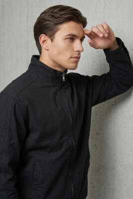 Dik Yaka Tensel Erkek Ceket Siyah - GİESTO