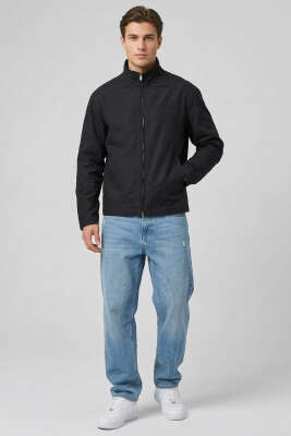 Dik Yaka Tensel Erkek Ceket Siyah - Erkek Ceket