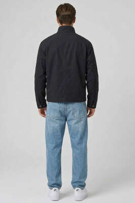 Dik Yaka Tensel Erkek Ceket Siyah - Erkek Ceket