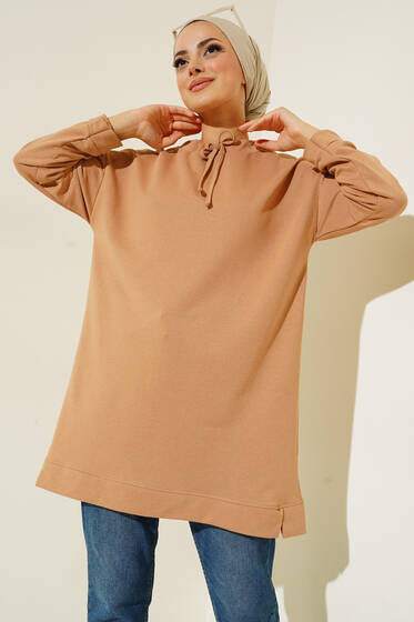 Dik Yaka Tunik Bej - Yılın Fırsatı