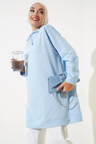 Dik Yaka Tunik Buz Mavisi - Tunik