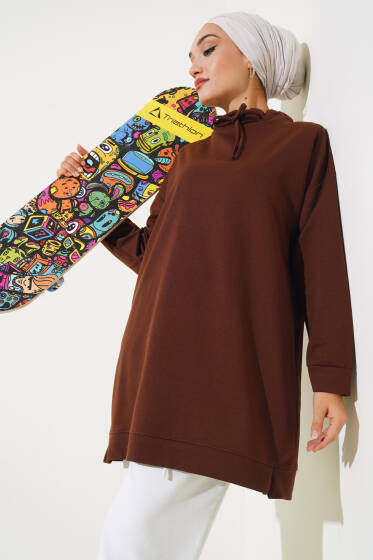 Dik Yaka Tunik Kahve - Yılın Fırsatı