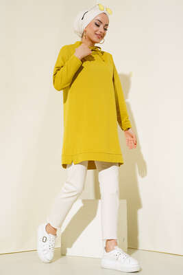 Dik Yaka Tunik Yağ Yeşili - Yılın Fırsatı