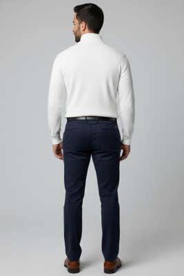 Dik Yaka Yarım Fermuar Erkek Sweatshirt Beyaz - Erkek Sweatshirt