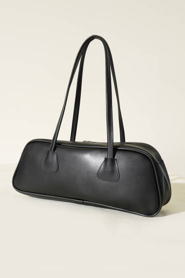 Dikdörtgen Fermuarlı Çanta Siyah - Kol Çantası