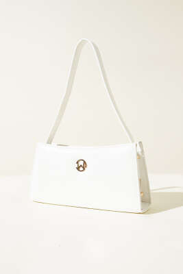 Dikdörtgen Fermuarlı Parlak Çanta Beyaz - GÜZEL ÇANTA