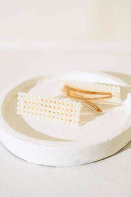 Dikdörtgen İncili Çıt Çıt Toka Gold - Toka