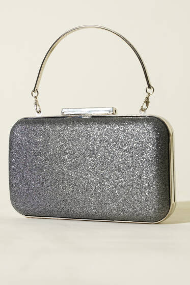 Dikdörtgen Kulplu Abiye Çanta Füme - Kol Çantası