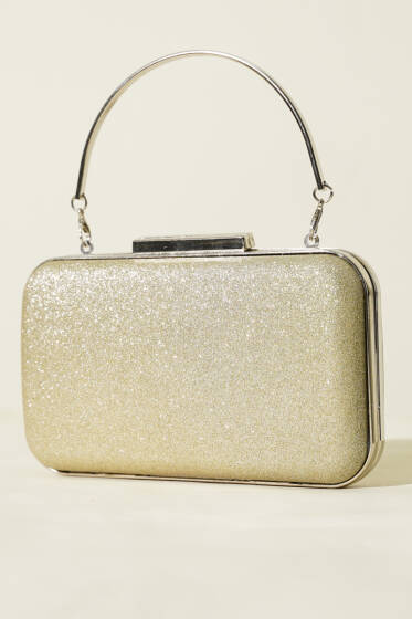 Dikdörtgen Kulplu Abiye Çanta Gold - Kol Çantası