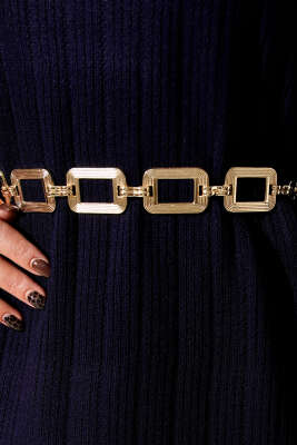 Dikdörtgen Sembollü Zincir Kemer Gold - Zincirli Kemer