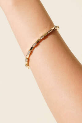 Dikdörtgen Taşlı Bileklik Gold - KONYALI BİJUTERİ