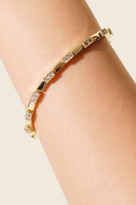 Dikdörtgen Taşlı Bileklik Gold - Bileklik