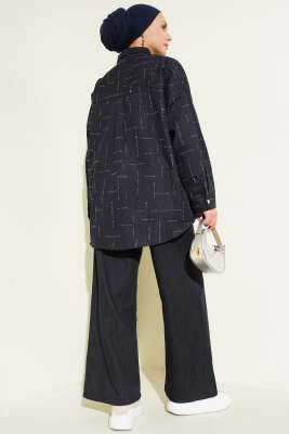 Dikey Mini Taşlı İkili Takım Lacivert - İkili Takım