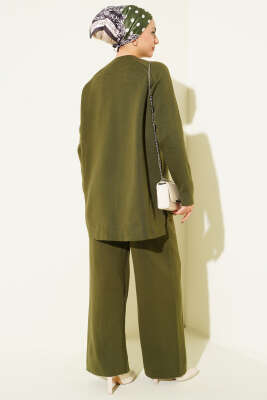 Dikiş Detaylı Basic Triko İkili Takım Haki - İkili Takım