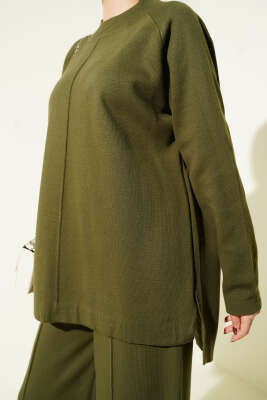 Dikiş Detaylı Basic Triko İkili Takım Haki - İkili Takım