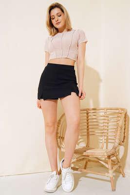 Dikiş Detaylı Crop Bej - Kadın Giyim Modelleri