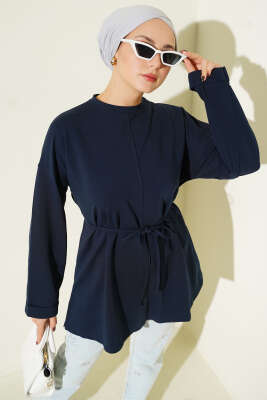 Dikiş Detaylı Duble Kol Tunik Lacivert - TEGOE
