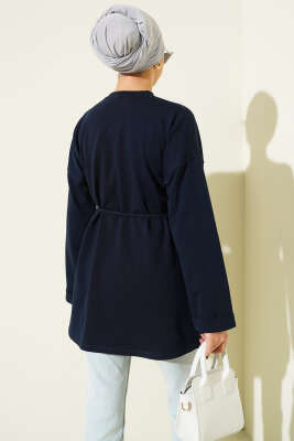 Dikiş Detaylı Duble Kol Tunik Lacivert - Tunik