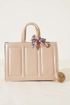 Dikiş Detaylı Fularlı Çanta Bej - Kol Çantası