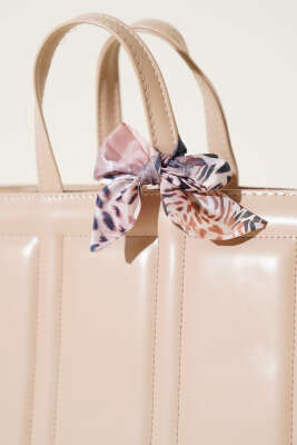 Dikiş Detaylı Fularlı Çanta Bej - Kol Çantası