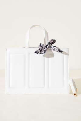 Dikiş Detaylı Fularlı Çanta Beyaz - Kol Çantası