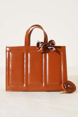 Dikiş Detaylı Fularlı Çanta Taba - Kol Çantası