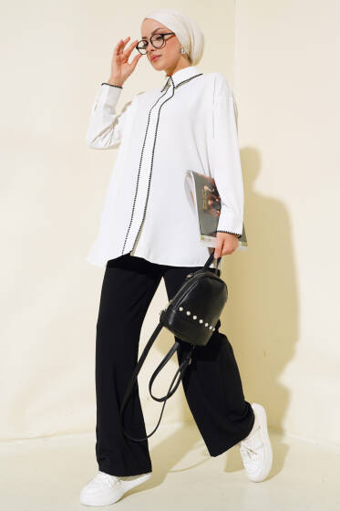 Dikiş Detaylı İkili Takım Siyah - İKİLİ TAKIM