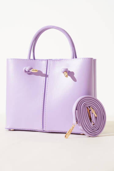 Dikiş Detaylı Kadın El Çantası Lila - Kol Çantası