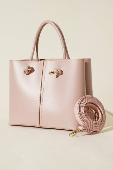 Dikiş Detaylı Kadın El Çantası Pudra - Kol Çantası