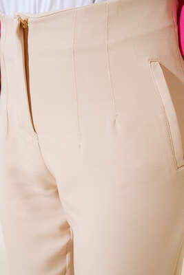 Dikiş Detaylı Pantolon Bej - Pantolon