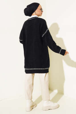 Dikiş Detaylı Triko Tunik Siyah - Triko Tunik