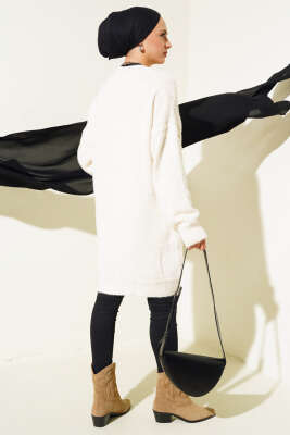 Dikiş Detaylı Triko Tunik Vanilya - Triko Tunik