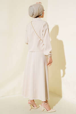 Dikişli Ceketli İkili Takım Bej - İkili Takım