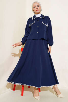 Dikişli Ceketli İkili Takım Lacivert 