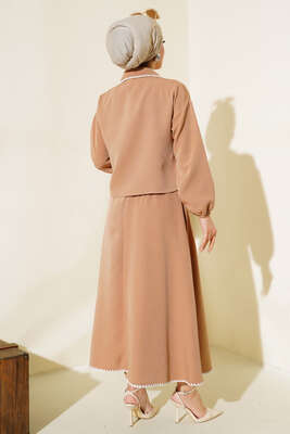 Dikişli Ceketli İkili Takım Latte - İkili Takım