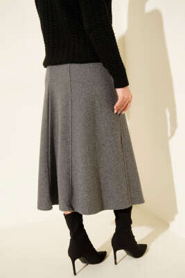 Dikişli Fitilli Kaşe Etek Füme - Etek