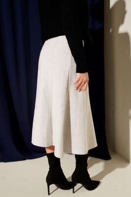 Dikişli Fitilli Kaşe Etek Gri - Etek