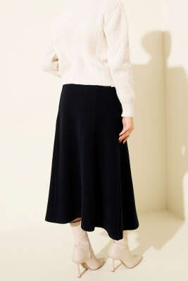 Dikişli Fitilli Kaşe Etek Lacivert - Etek