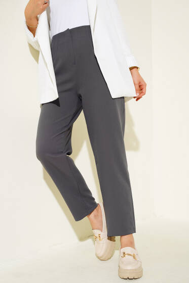 Dikişli Kumaş Pantolon Füme - Pantolon