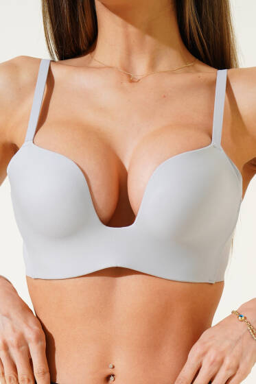 Dikişsiz Destekli Sıfır His Ziro Gram Sütyen Gri - Toparlayıcı Sütyen / Minimizer Sütyen