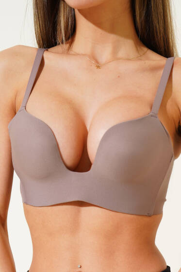 Dikişsiz Destekli Sıfır His Ziro Gram Sütyen Vizon - Toparlayıcı Sütyen / Minimizer Sütyen