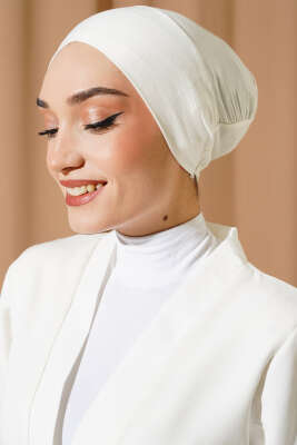 Dikişsiz Geçirmeli Bone Ekru - TÜRKAN